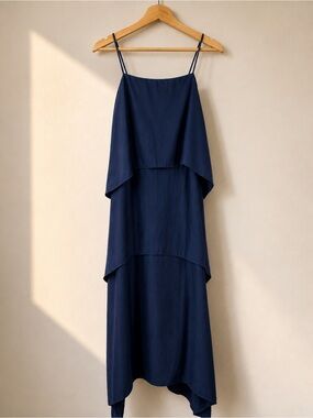 NWT Banana Republic Navy Blue‎ Layered Midi Dress Size 0